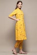 Beige Linen Straight Kurta Slim Pants Suit Set image number 5