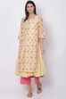 Mint Green Poly Metallic Cotton Flared Printed Kurta image number 2