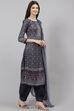 Blue Poly Spun Digital Print Unstitched Suit Set image number 4