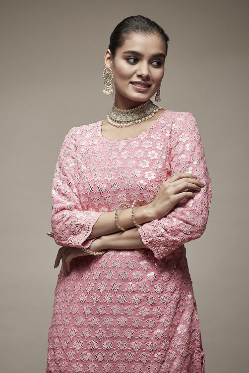 Pink Viscose Garara Suit Set image number 5