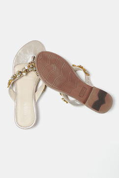 Gold Toned Open Toed Flats image number 5