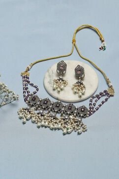 Purple Brass Necklace Set image number 0