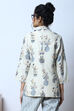 Off White Cotton Blazer Printed Top image number 8