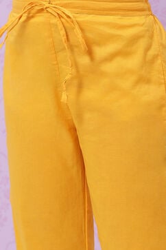 Yellow Cotton Flared Kurta Pant Suit Set image number 5