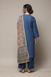 Blue Cotton Straight Kurta Palazzo Suit Set image number 4