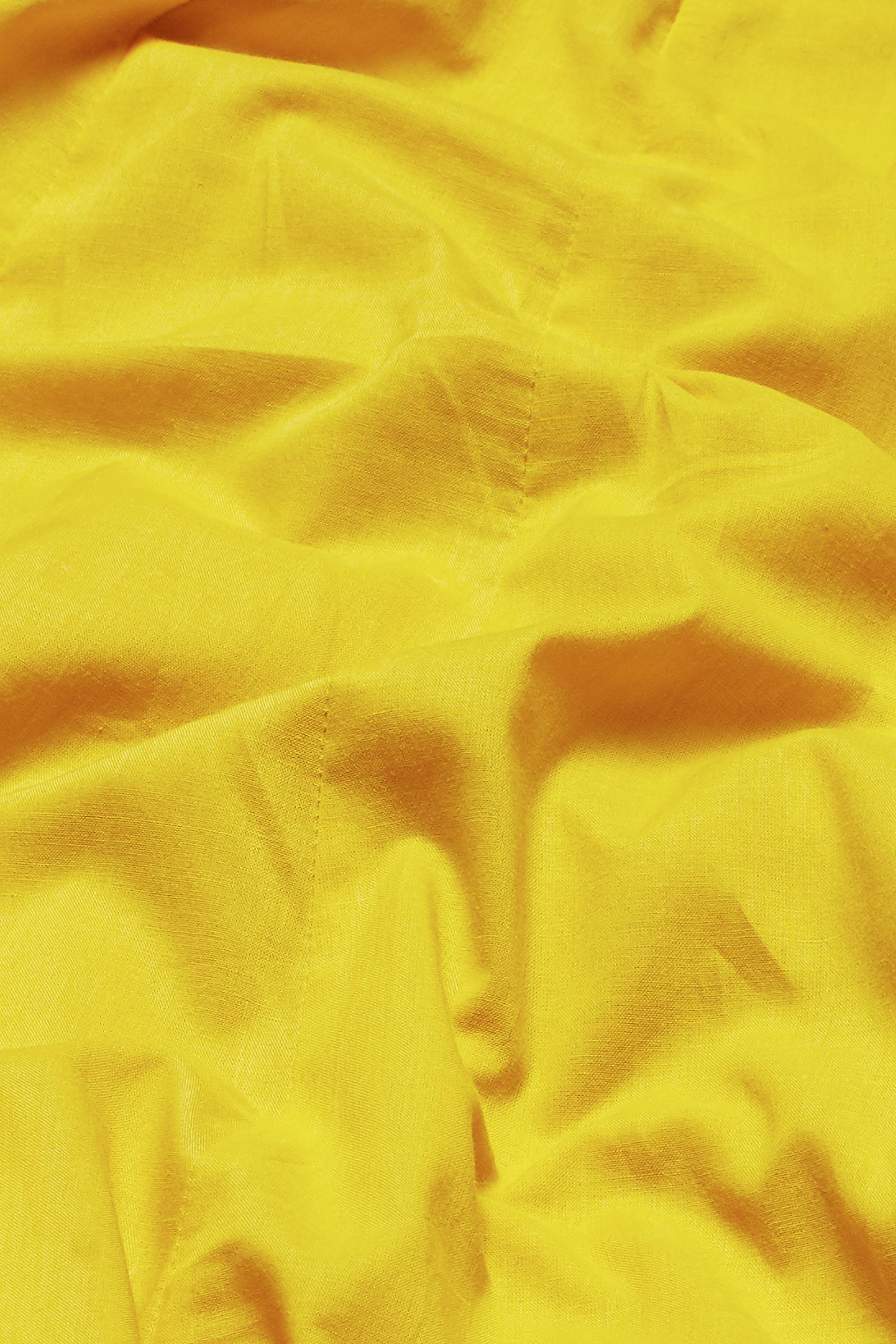 Yellow Cotton Embroidered Anarkali Kurta Set image number 3