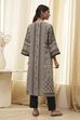 Ecru and Black Printed Straight Kurta image number 3