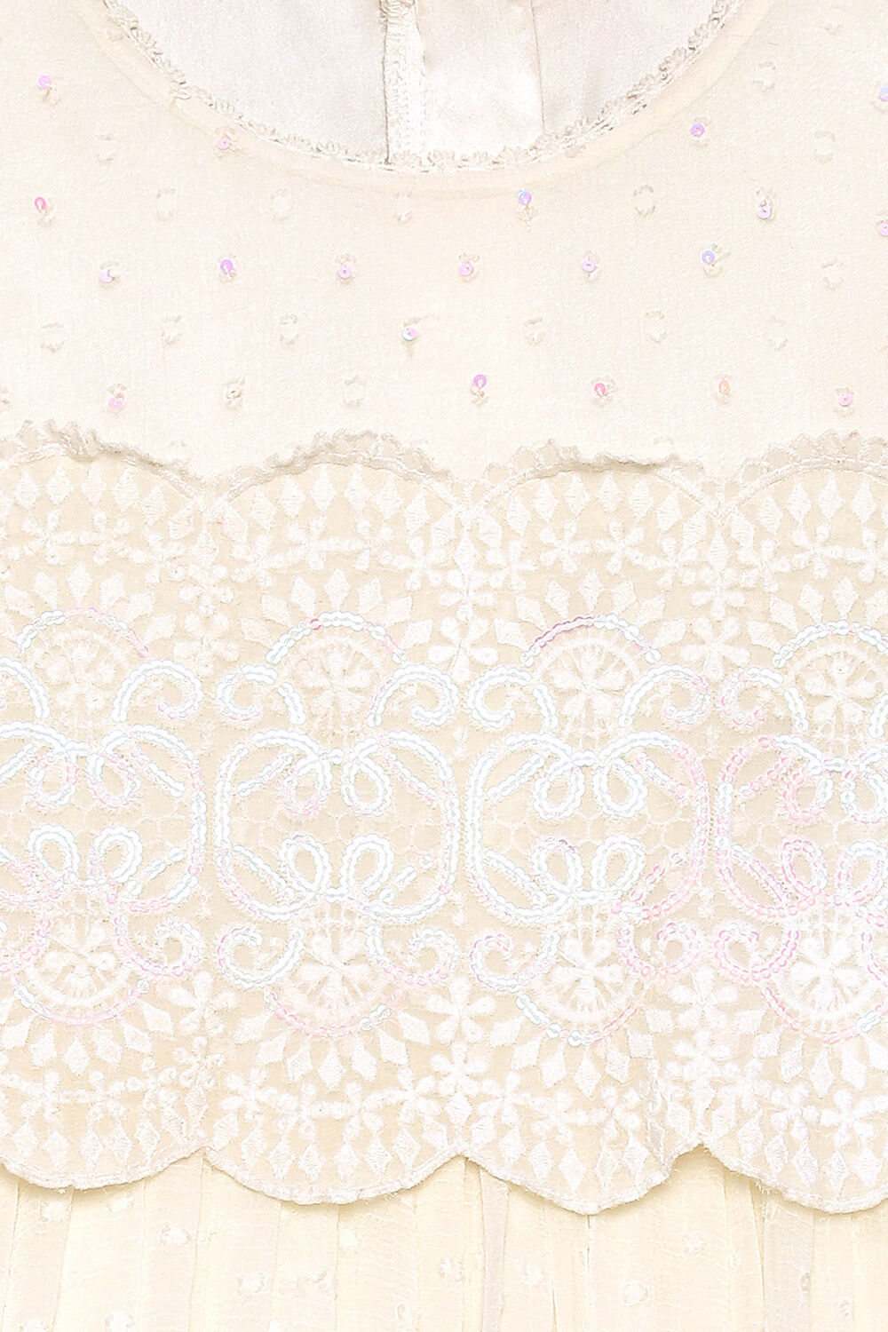 Off White Polyester Gathered Solid Dress image number 1