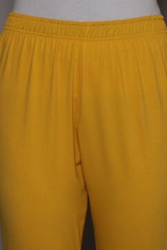 Dark Yellow Cotton Lycra Knitted Churidar image number 8