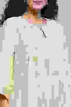 Cream-Colored Silk Metallic Gathered Suit Set image number 1