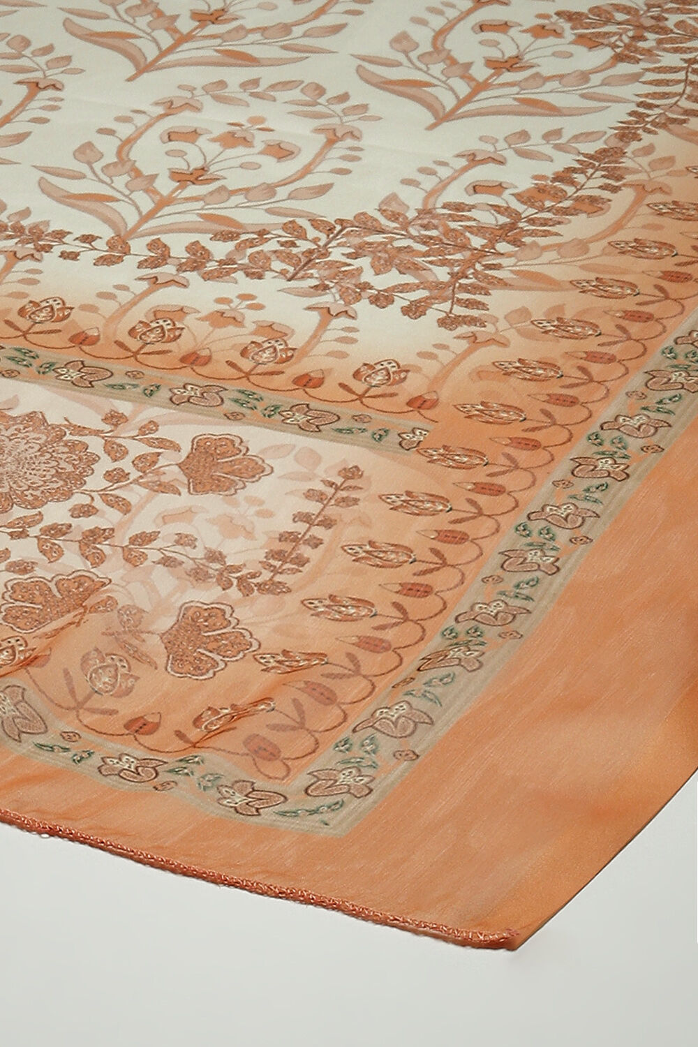 Beige Cotton Screen Print Unstitched Suit Set image number 17