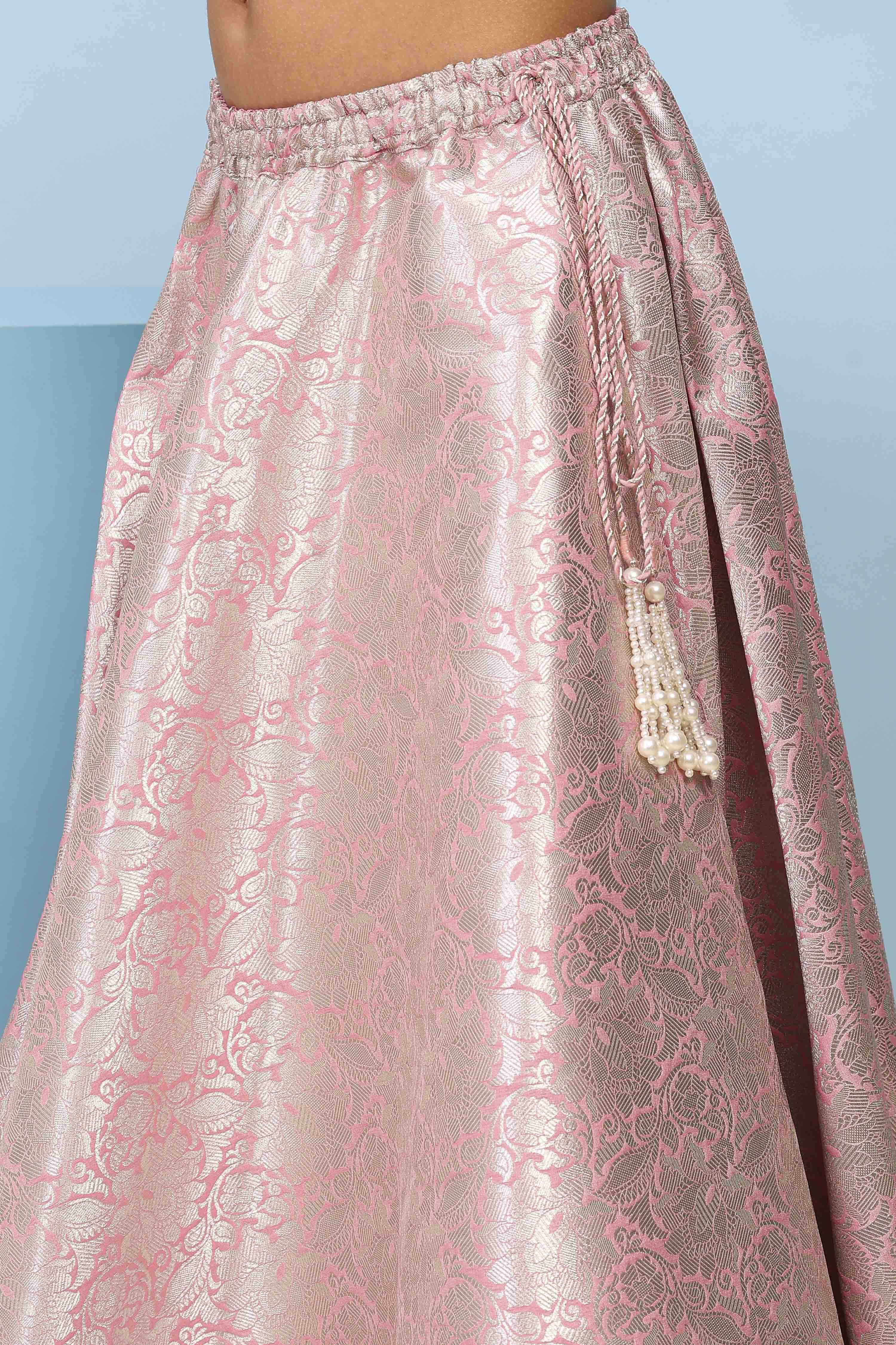 Lilac Polyester Flared Lehenga Set image number 2