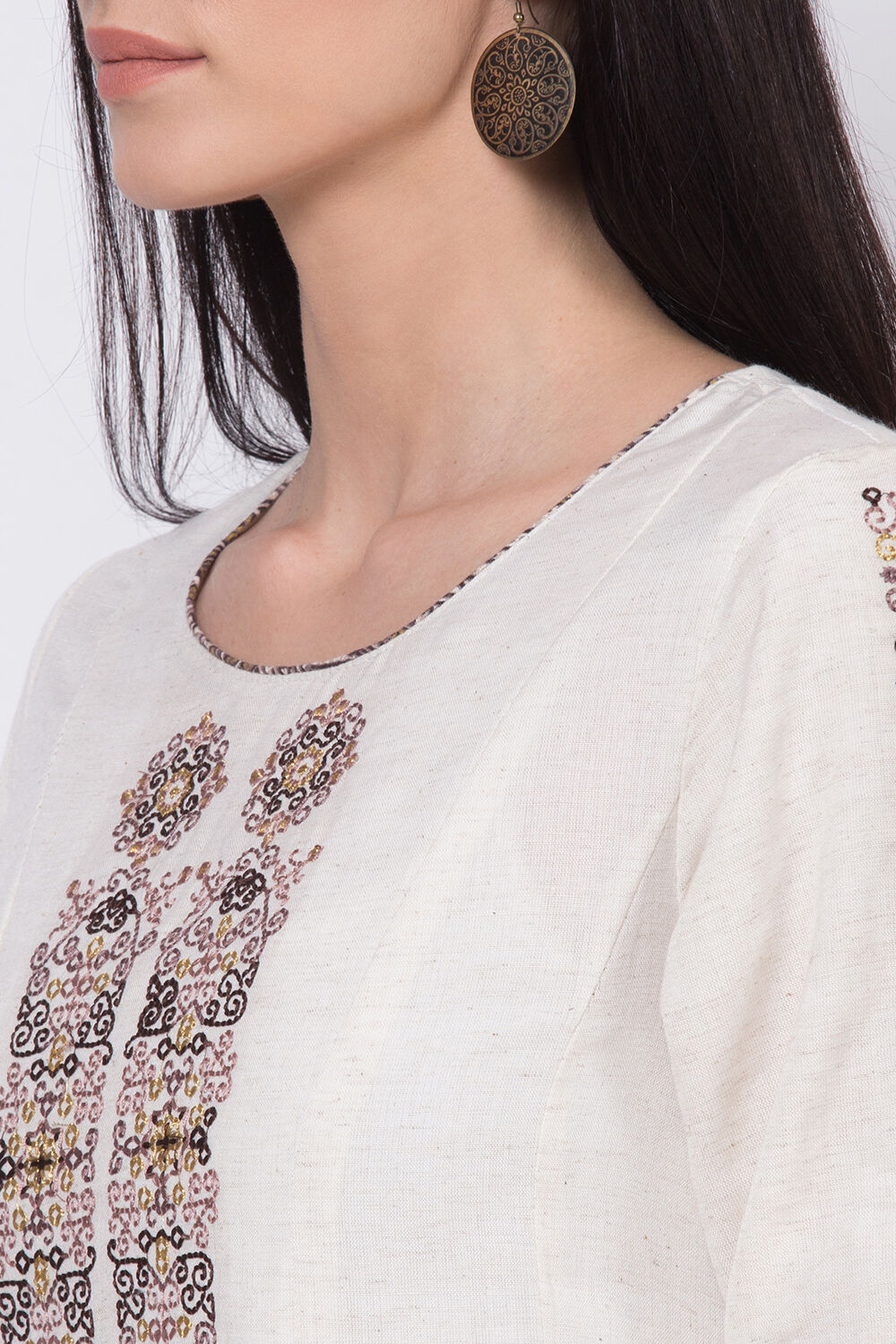 Off White A Line High Low Kurta image number 1
