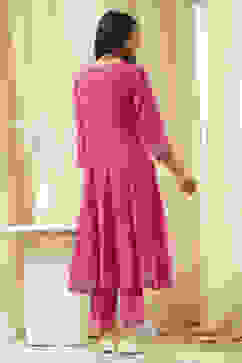 Fuchsia Viscose Printed Kalidar Suit Set image number 4