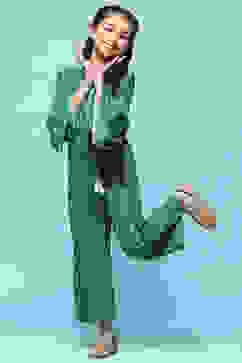 Green Rayon Straight Printed Jumpsuit image number 2