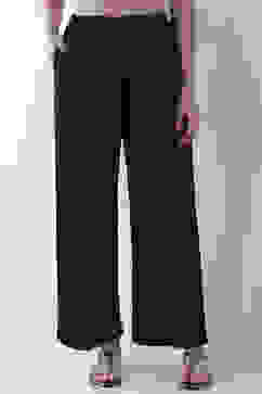 Black Viscose Rayon Straight Palazzos image number 4