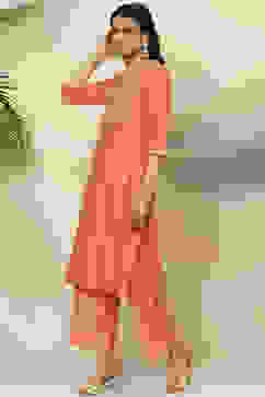 Orange Art Silk Short Yarndyed Kurti image number 2