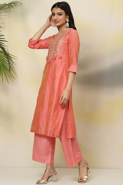 Orange Art Silk Short Yarndyed Kurti image number 2