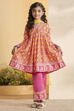 Pink Cotton Floral Anarkali Kurta Set image number 6