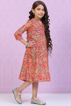 Pink Cotton Straight Printed Dress image number 3