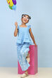 Blue Cotton Printed A-line Suit Set image number 0