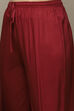 Maroon Rayon Straight Kurta Pant Suit Set image number 2