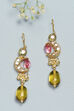 Yellow & Pink Brass Earrings image number 0