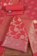 Orange Cotton Printed Embroidered Unstitched Suit Set image number 0