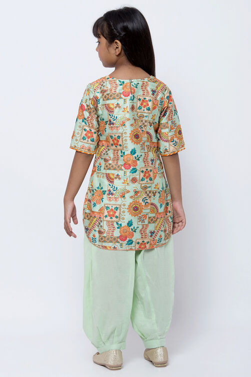 Mint Green Art Silk Straight Kurta Salwar Suit Set image number 4