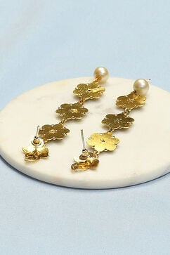 Gold Green Brass Earrings image number 2
