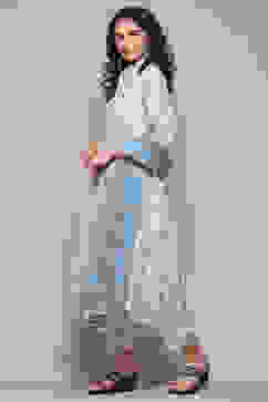 Off White Polyester A-Line Suit Set image number 4