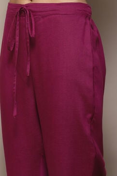 Pink-Purple Rayon flax Narrow Kurta Pant Suit Set image number 2