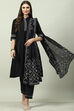 Black Cotton Straight Kurta Relaxed Pants Suit Set