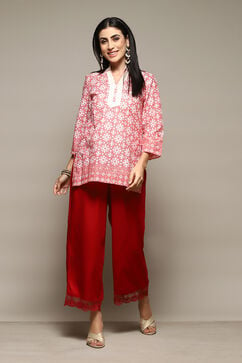 Red Rayon Regular Solid Palazzo image number 0