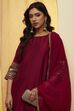 Wine Viscose Blend Straight Suit Set image number 1