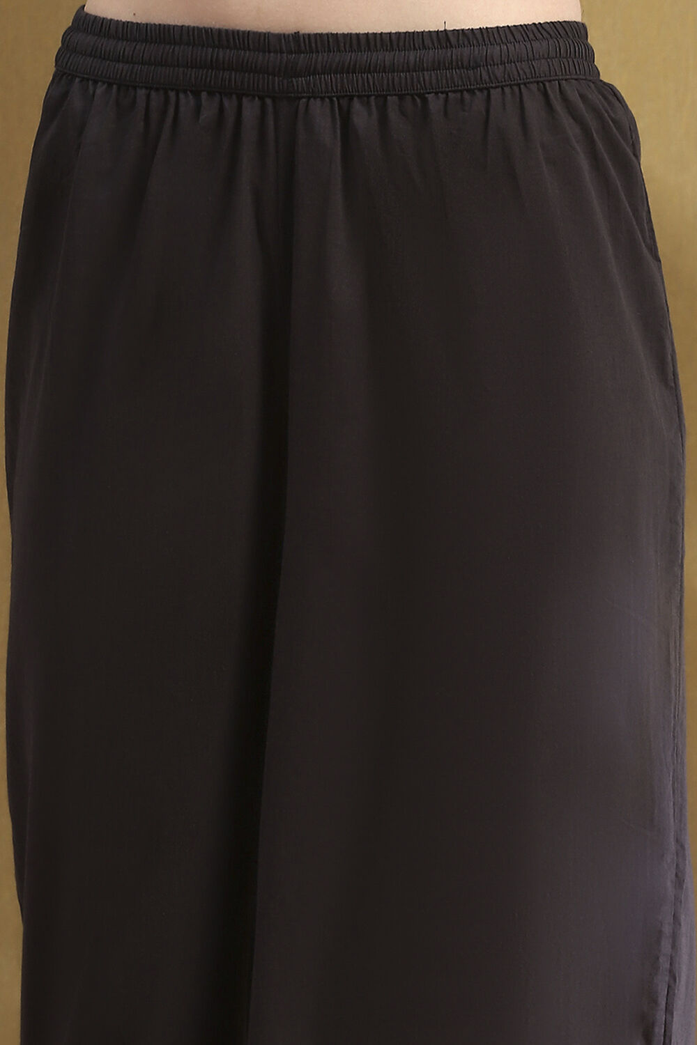 Charcoal and Pink Cotton Printed Anarkali Suit Set image number 2