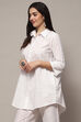 White Cotton Straight Kurti image number 2