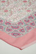 Off White Cotton Screen Print Unstitched Suit Set image number 4