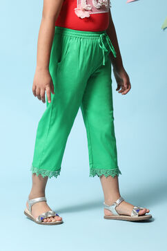 Green Cotton Blend Capris image number 3