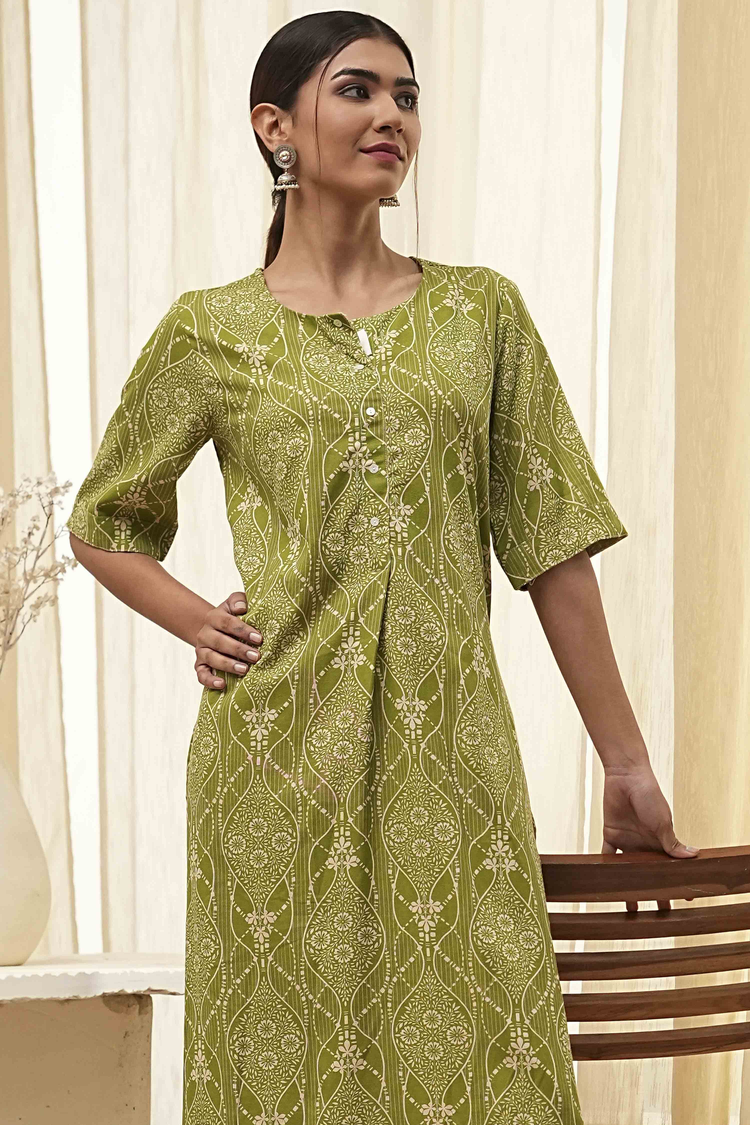 Black and Beige Printed Straight Kurta Set image number 7