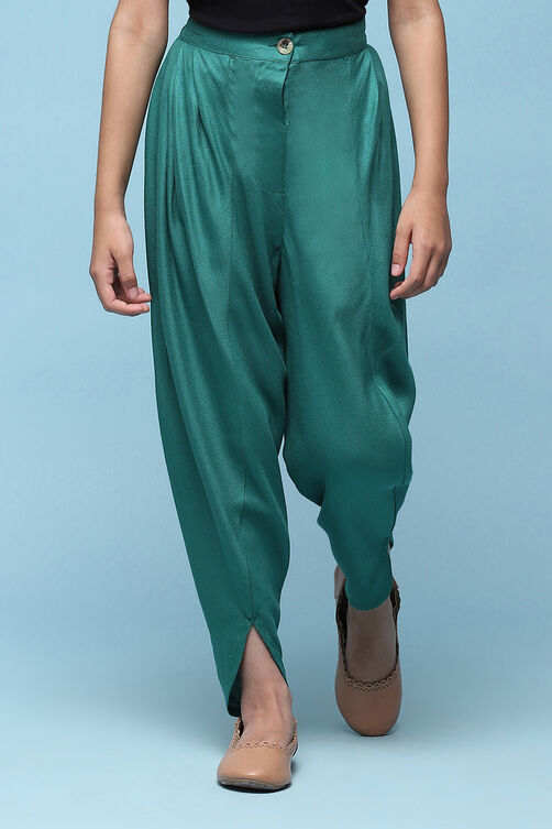 Green Rayon Solid Herem Dhoti image number 5