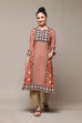 Ochre LIVA Straight Printed Kurta image number 5