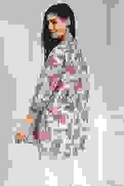 Off-White and Red Cotton A-Line Shirt image number 3