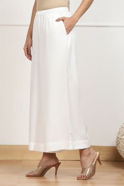 White Viscose Solid Straight Palazzo image number 2