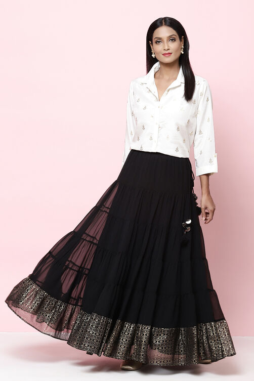 Off White Straight Art Silk Printed Short Kurti image number 0
