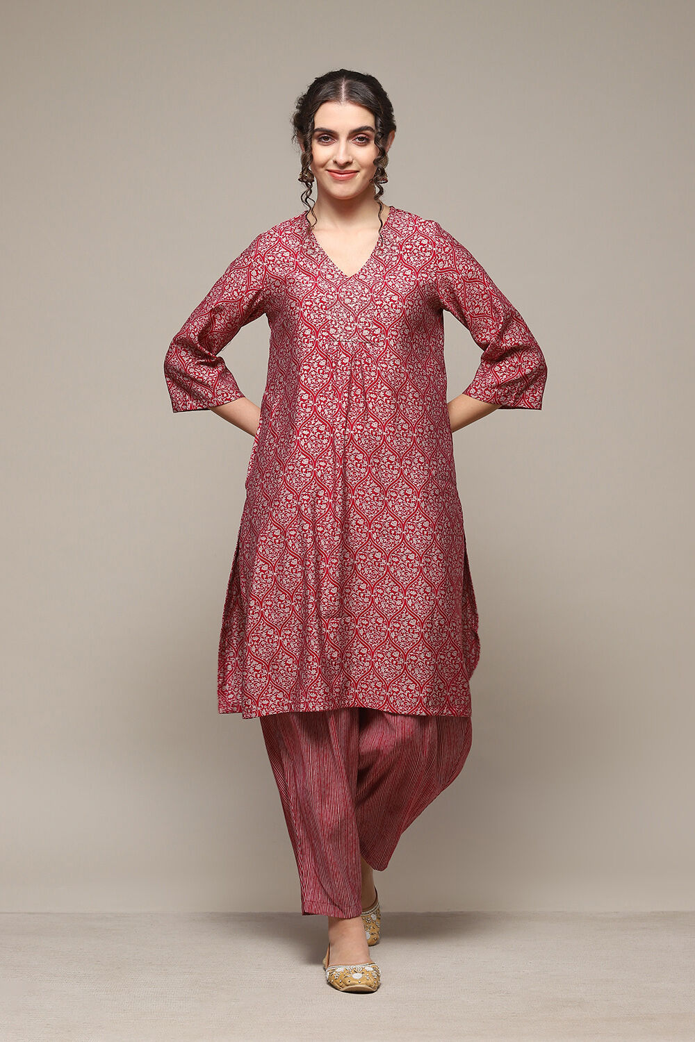 Navy Poly Viscose Straight Printed 2 Piece Set image number 0