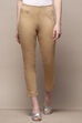 Beige Cotton Blend Slim Pant image number 5
