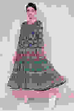 Navy Cotton Tiered Dress image number 5