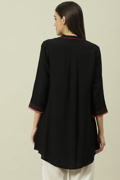 Black Rayon Straight Solid Kurti image number 4