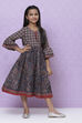 Charcoal And Rust Cotton Printed Dress image number 4